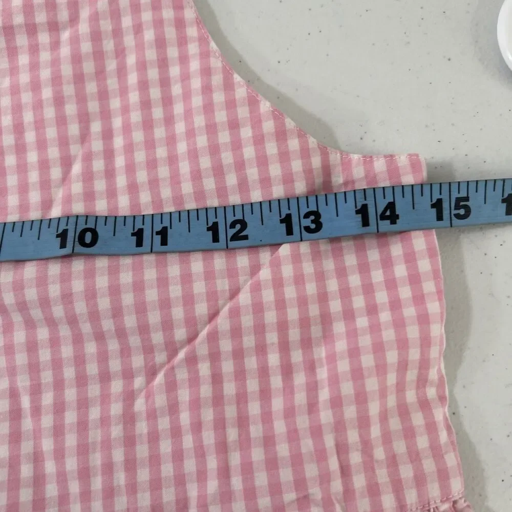 Gymboree Dress Kids 12 Pink‎ Plaid Sleveless Embroidered Easter Cottagecore